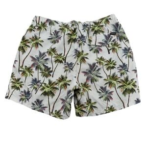 Island Haze Swim Trunks Mens XL White Tropical Palm Tree Print Board Shorts Swim